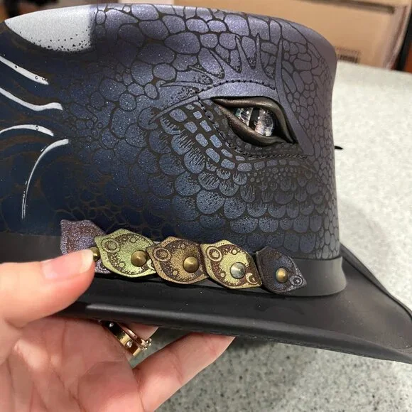 Draco Waterproof Hat Sz XXL American Hat Makers Black Leather Rock Top Steampunk